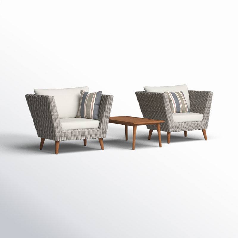 Ensemble de conversation pour terrasse à assise profonde avec coussins 3 pièces Brighton