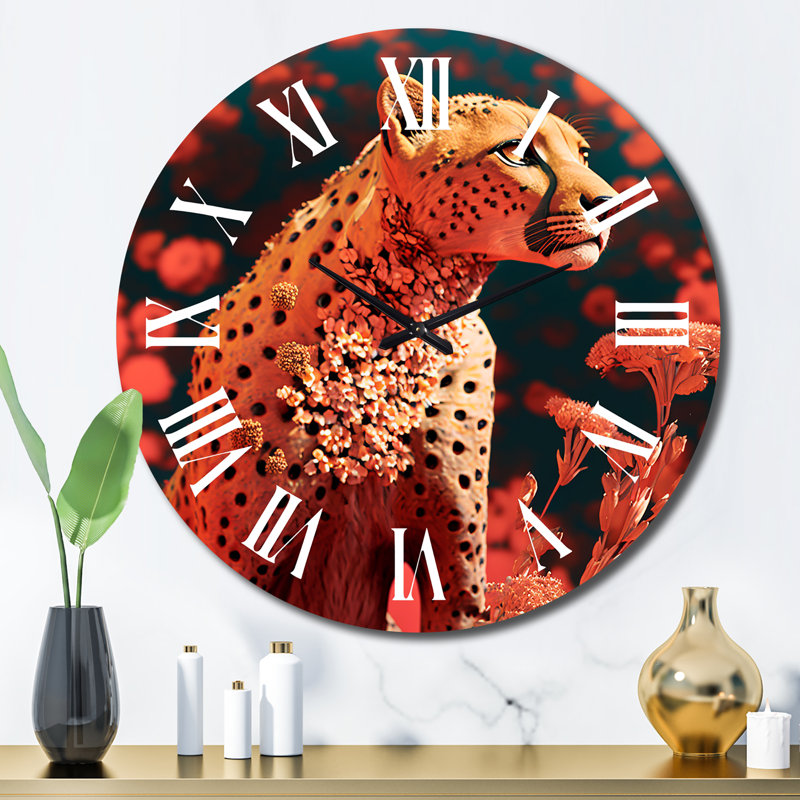 Horloge murale guépard rose, Grand