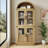 Arched Bookshelf with Doors and Drawers Farmhouse Bookcase 15.83in Depth Display Storage Shelves 71.4in Tall Wooden Display Cabinet Rounded Bookcases-1043904134