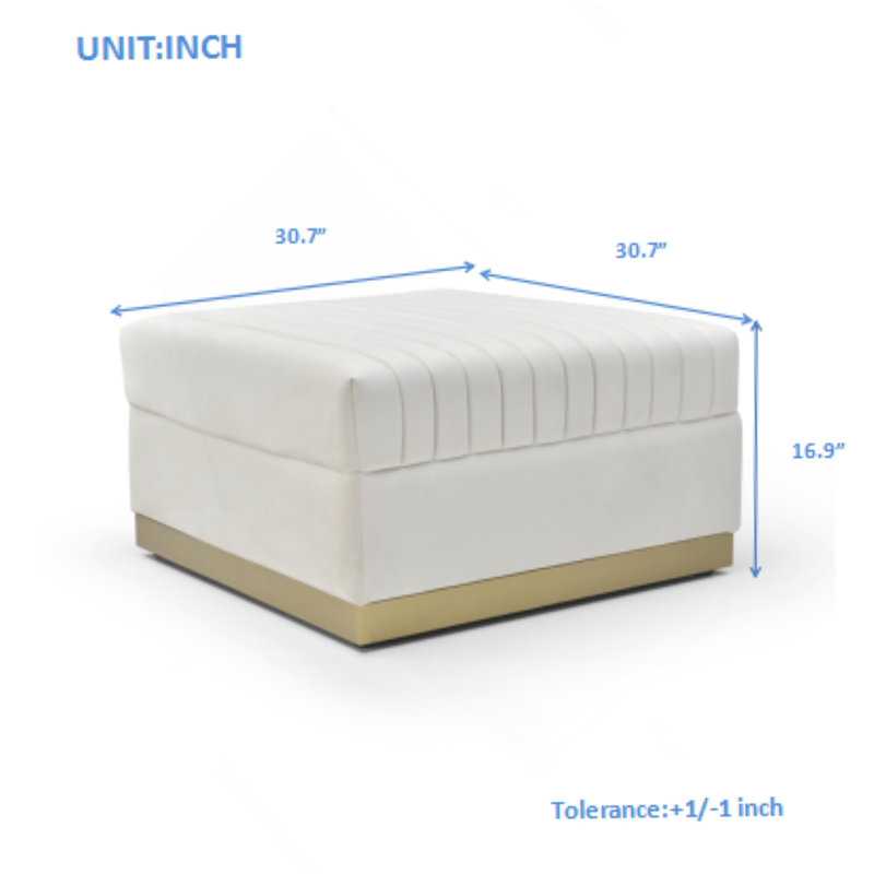 Repose-pieds rembourré Werbel, Velours beige
