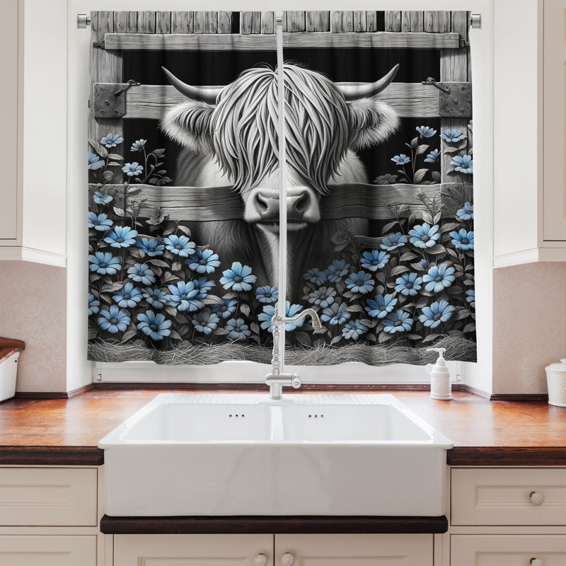 Floral Kitchen Curtain, 55" W x 36" L