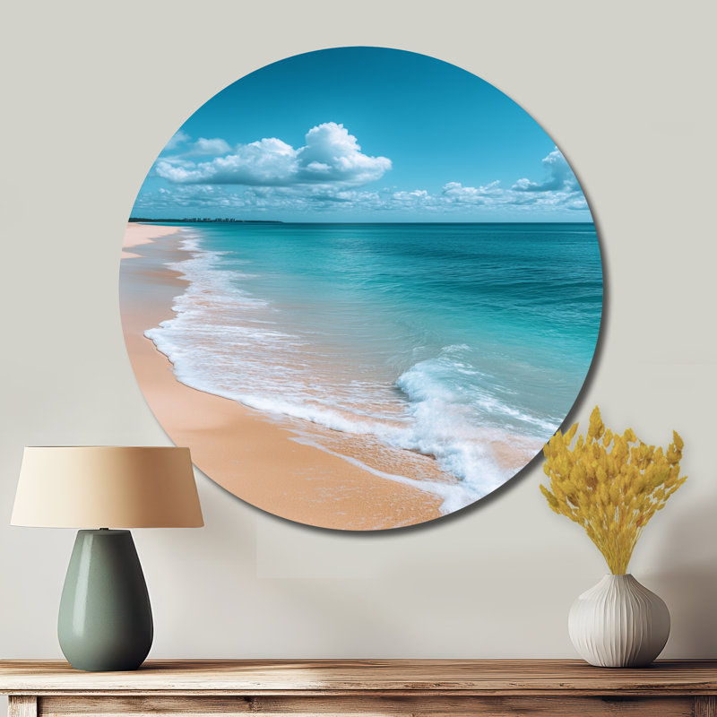 Ineye - Décoration murale ronde en métal Coastal Beach, L 36 po x H 36 po