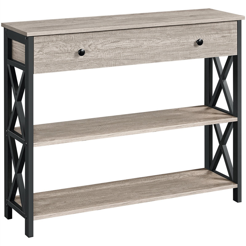 Vintage Wooden Console Table, Grey/Black, 80cm H x 30cm W x 100cm L