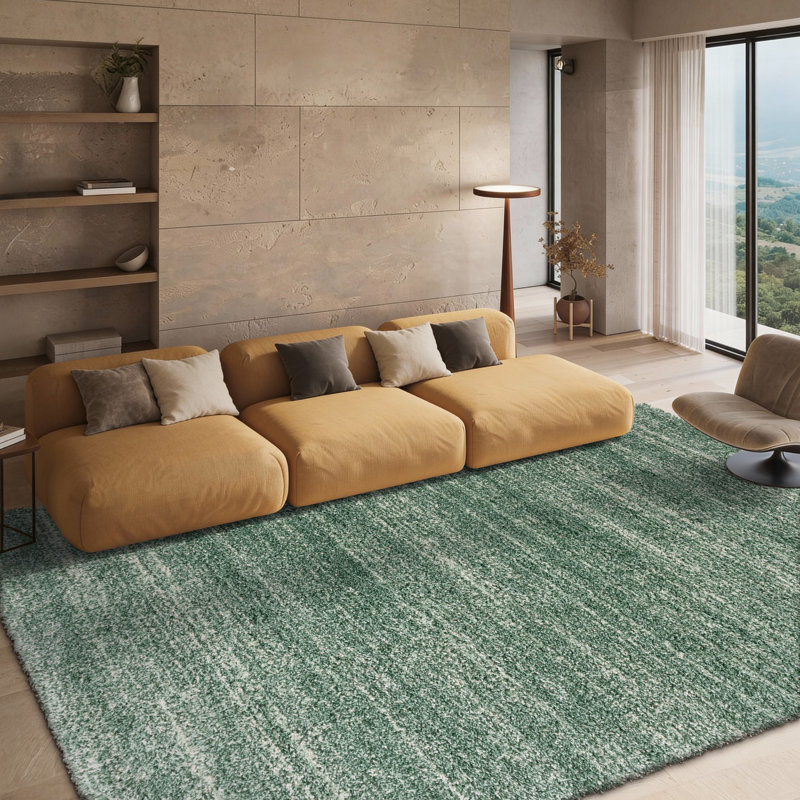 Tapis abstrait Arayeli Performance, Rectangle 10 pi x 14 pi, Green/Ivory