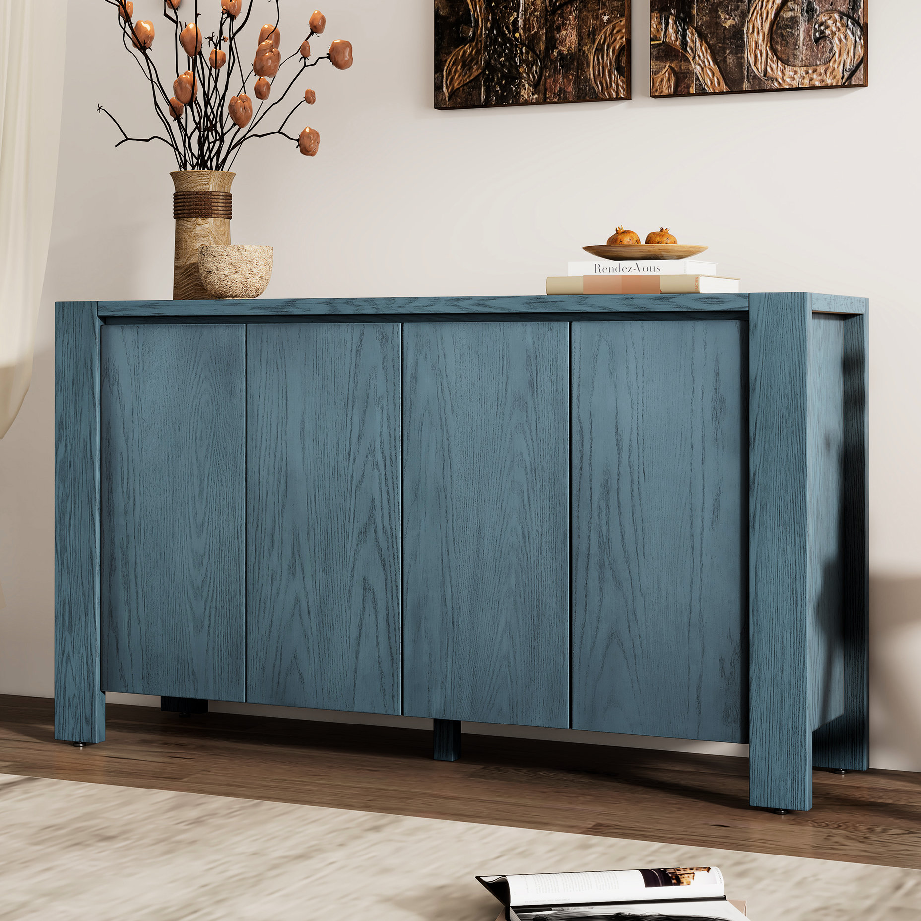 Ebern Designs 4-Door Sideboard For Home. Spacious Inter With Adjustable ...