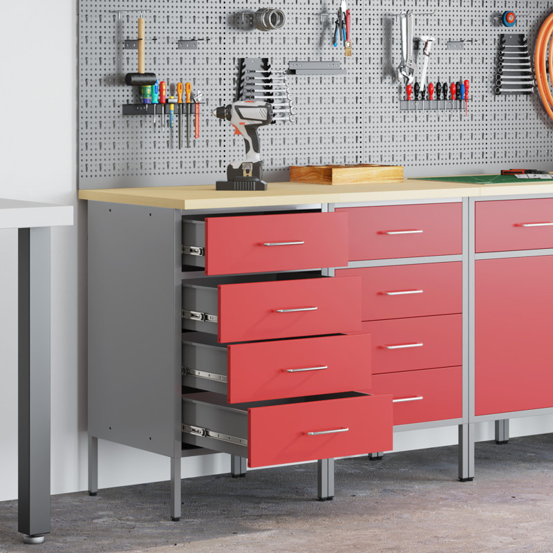 Work Cabinet with Drawer, Red