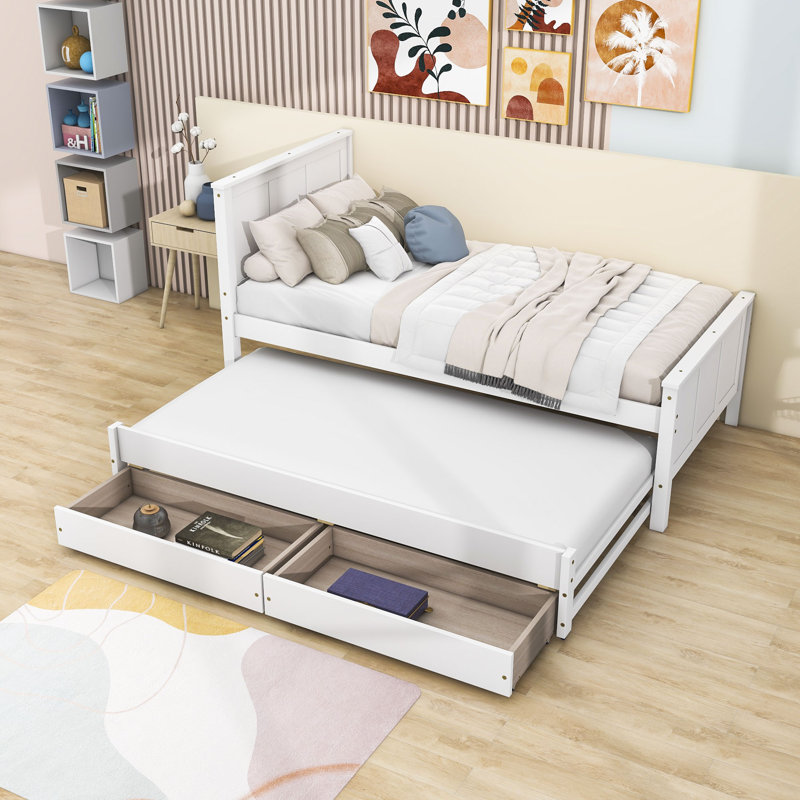 Lit plateforme simple avec rangement, Blanc