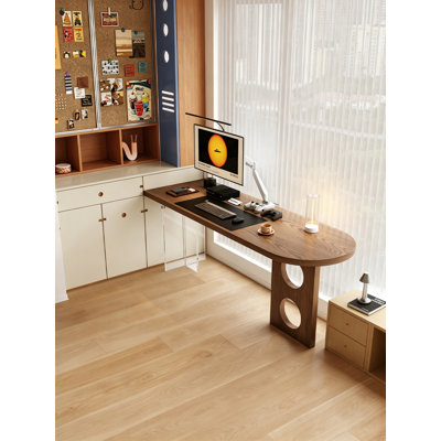 Bureau de travail en bois naturel avec pieds ajourés décoratifs