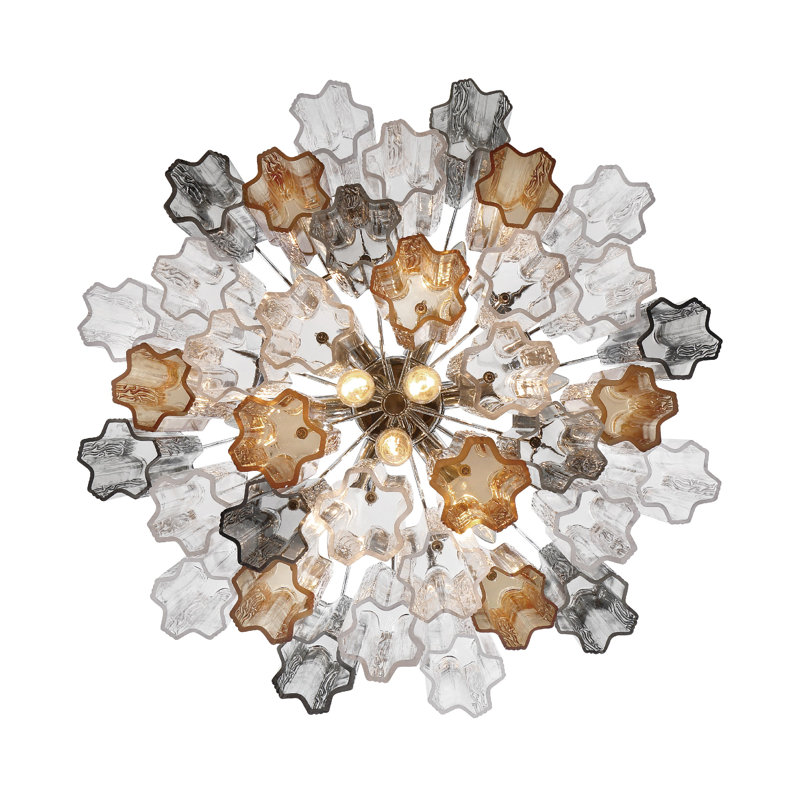 Lustre 9 lumières Arras, H 14,25 po x l 22 po x P 22 po, Gris/Jaune, Chrome poli