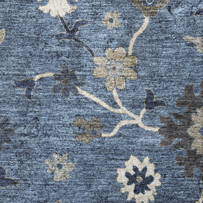 Tapis Oushak Dream Shag ADS753, lavable à la machine, de qualité supérieure, Blue, 3 pi x 5 pi