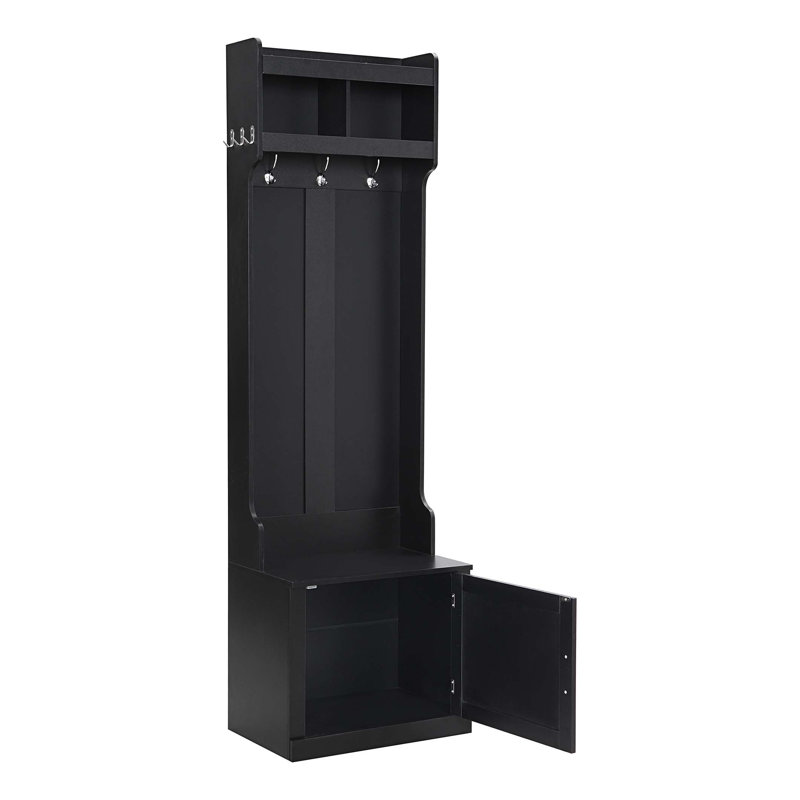 Campesina Hall Tree with Bench and Shoe Storage, Black