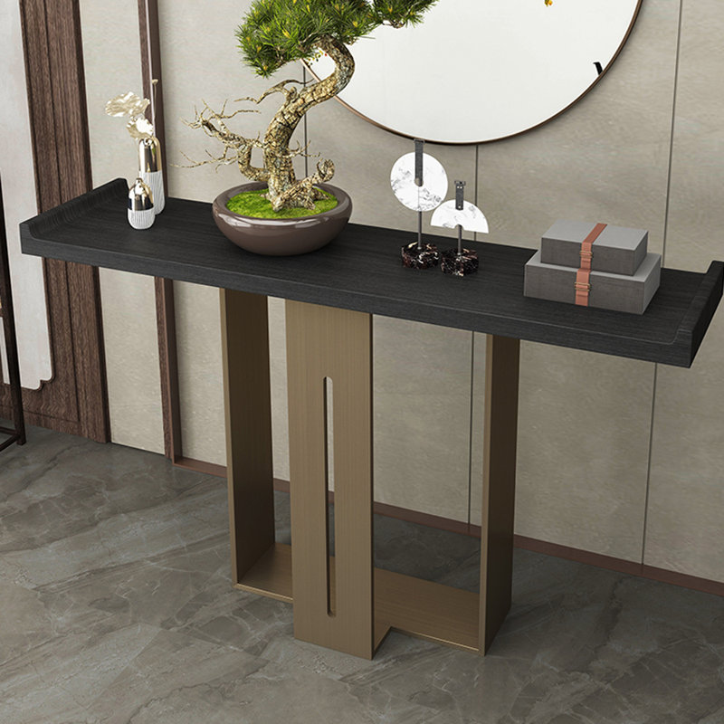 Nouvelle table d'entrée de style chinois, Noir, H 33,5 po x l 55,1 po x P 13,8 po, Bronze