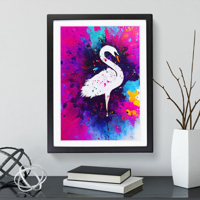 Swan Paint Splash - Framed Print