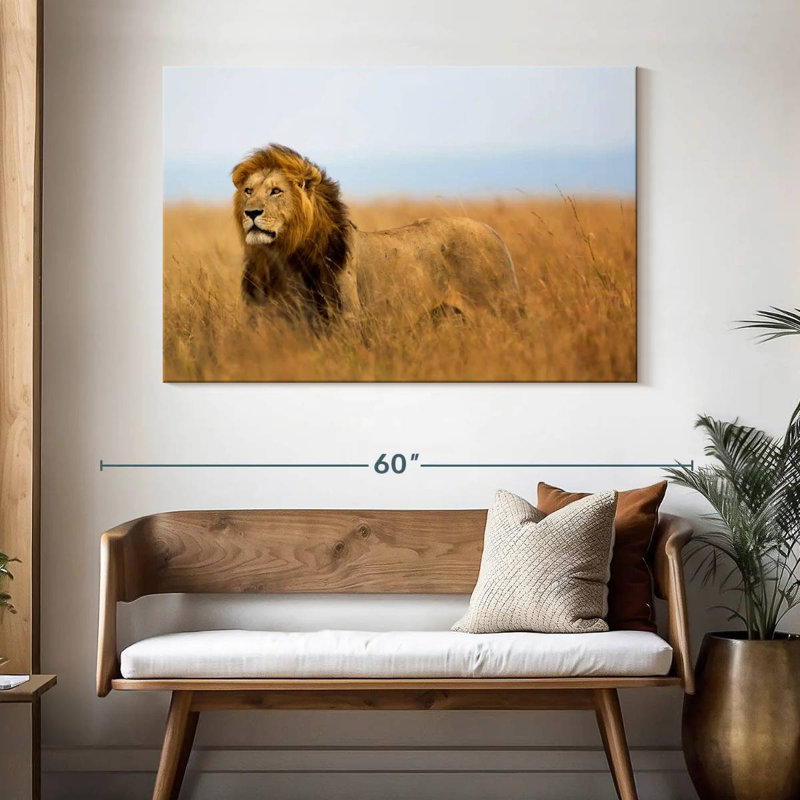 Lion Hunting In Safari, 32" H x 48" W
