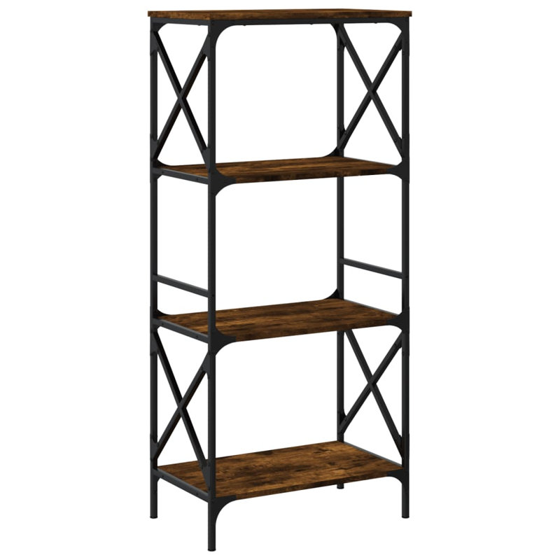 Fontainbleau 132cm H x 35cm W Metal Standard Bookcase, Smoked Oak
