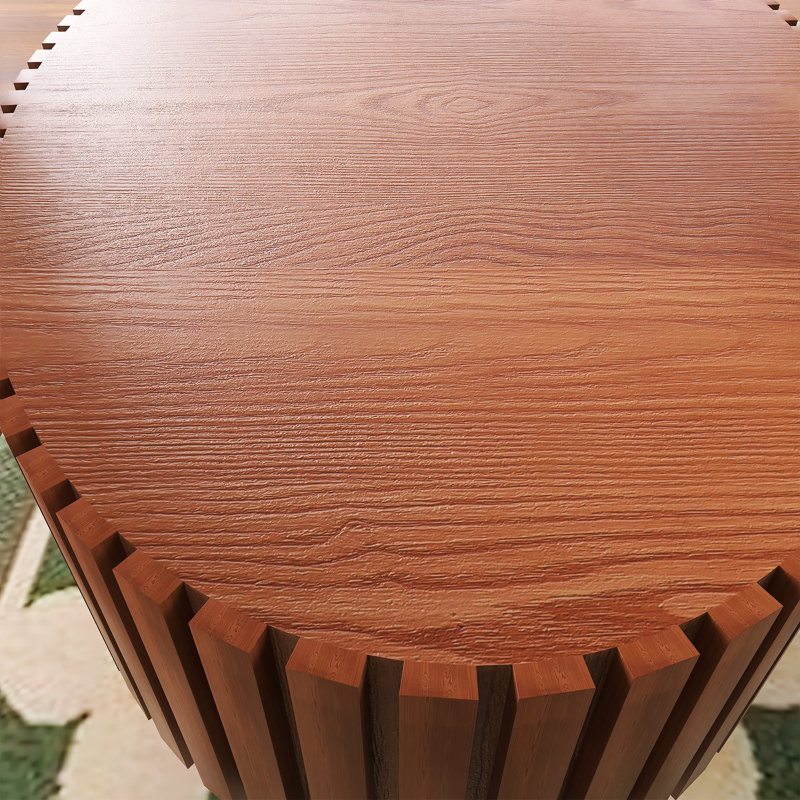 Handcrafted Relief Oval Coffee Table, Natural Wood