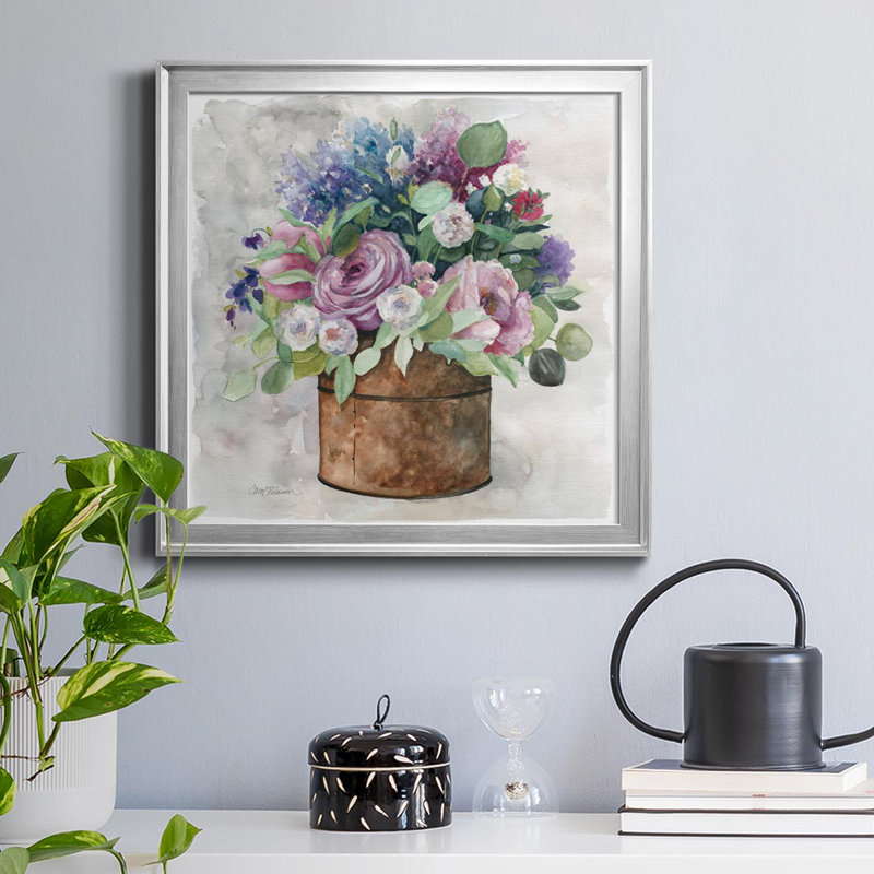 My English Garden - peinture sur toile encadrée, H 34,5 po x l 34,5 po x P 1,5 po, Argent