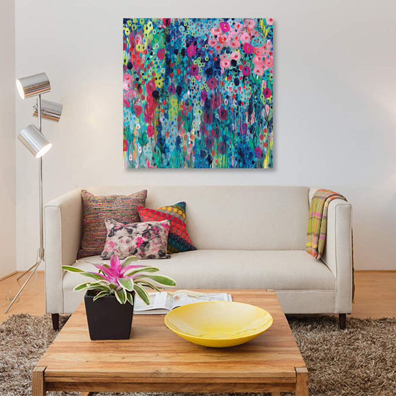 " Painted Strings " by Carrie Schmitt, 37" H x 37" W x 1.5" D, Wrapped Canvas, No Mat