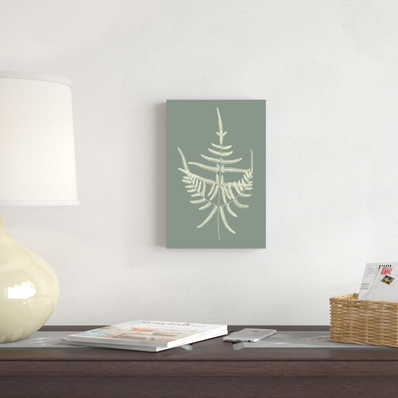 «Ferns on Sage I», peinture sur toile, H 12 po x l 8 po