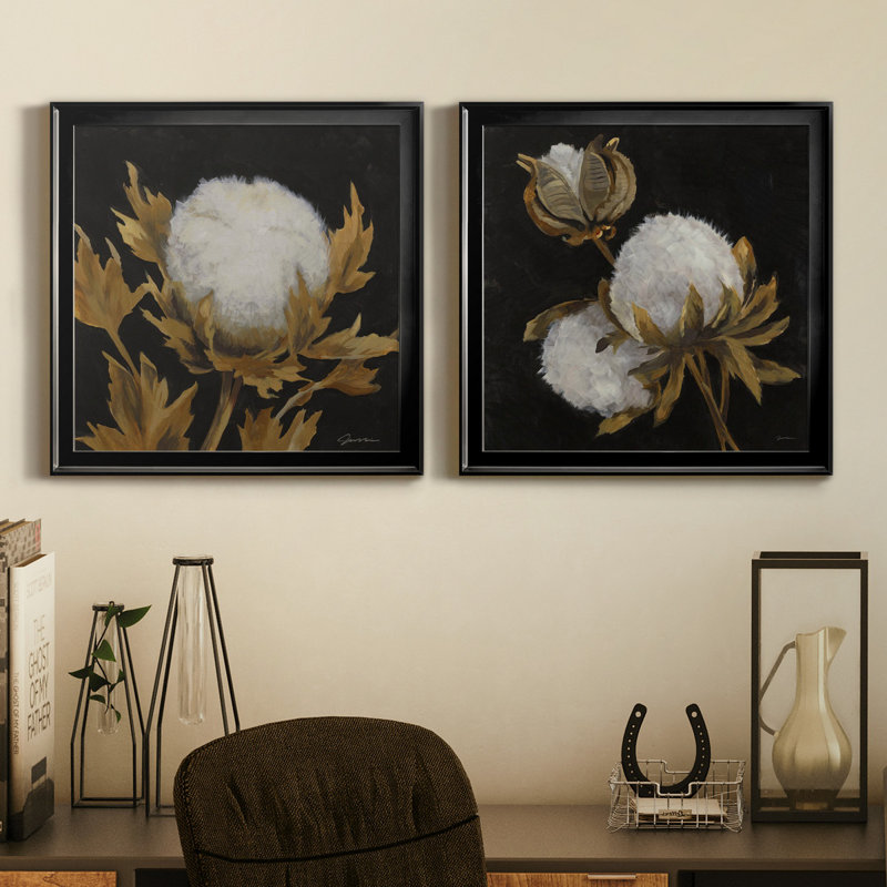Cotton Balls I - Cadre photo, H 17,5 po x l 35 po x P 1,5 po, Cadre noir, Pas de tapis
