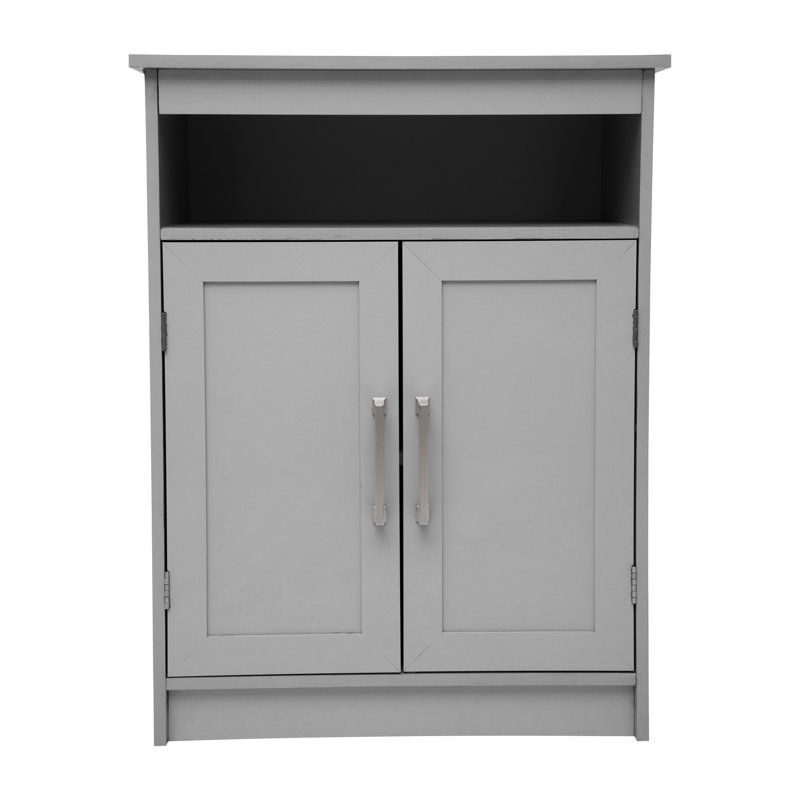Gray Engineered Wood Bathroom Storage Cabinet with Adjustable Shelves