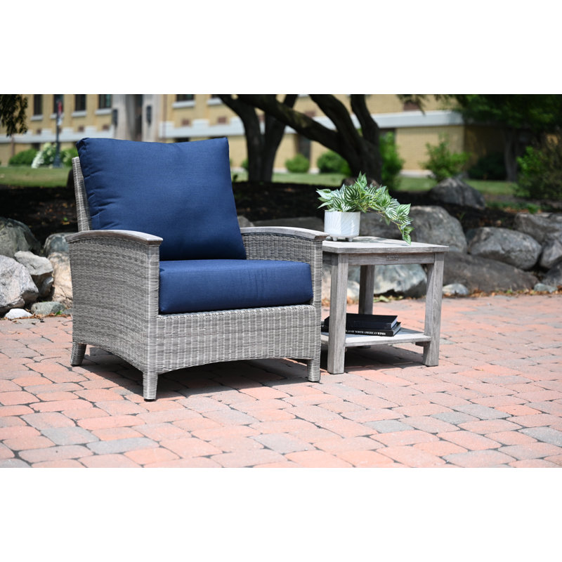 Shelburne 22" Outdoor Weathered Teak Side Table With Lower Shelf