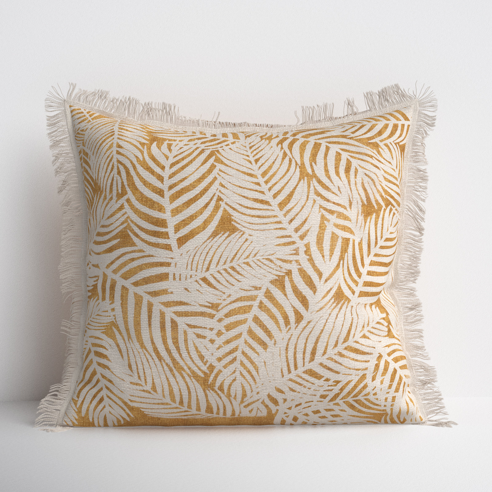 Fringed Cotton Throw Pillow