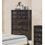 Commode contemporaine avec boutons en métal et tiroirs de rangement