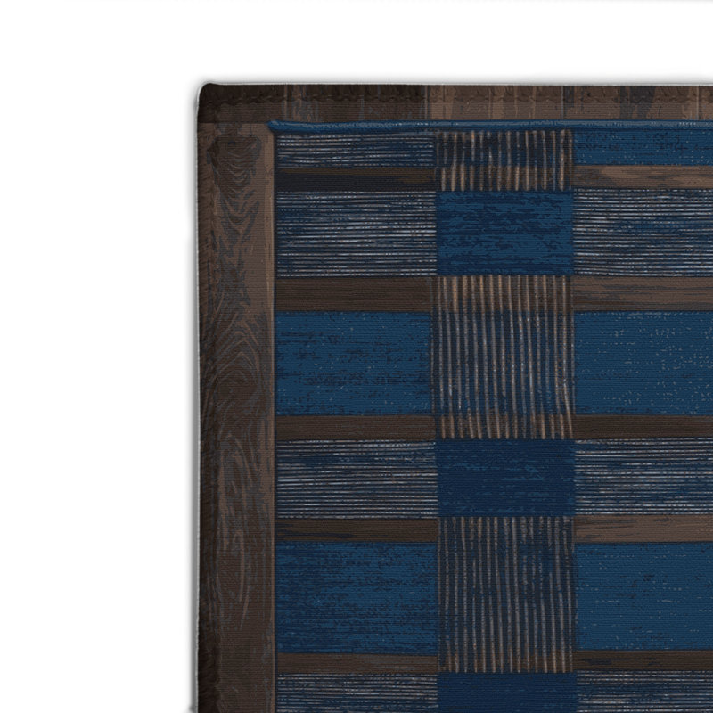 Tapis d'intérieur et d'extérieur à carreaux bleu, Rectangulaire 2 pi x 3 pi