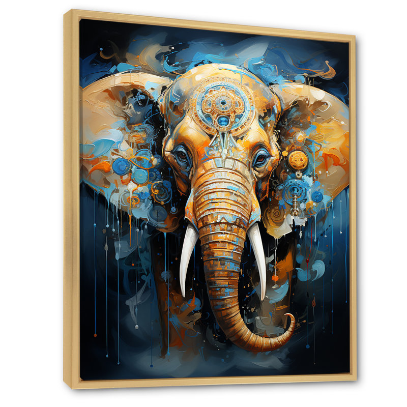 «Abstract Elephant Dreamscape Portrait II», reproduction sur toile, Cadre naturel flottant, H 32 po x l 24 po x P 1 po