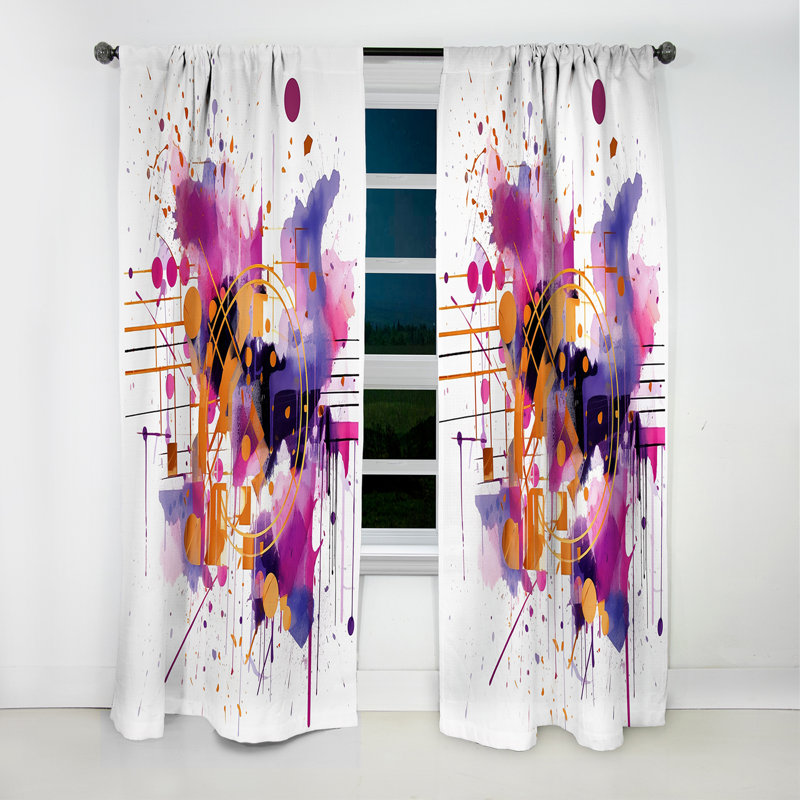 Purple Gold Whispered Abstractions II - Abstract Curtain - Blackout Curtain - 1 Panels, 52" W x 120" L