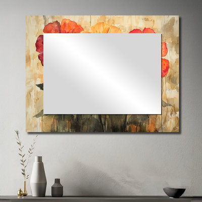 Zinnias Sunrise Orange Hues II - art mural miroir décoratif floral - imprimé sur métal