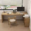 Bureaux en bois massif en L de couleur bois-107198184-107198187