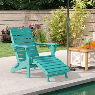 Firepit Chairs Wood Texture Foldable Adirondack Chair With Ottoman