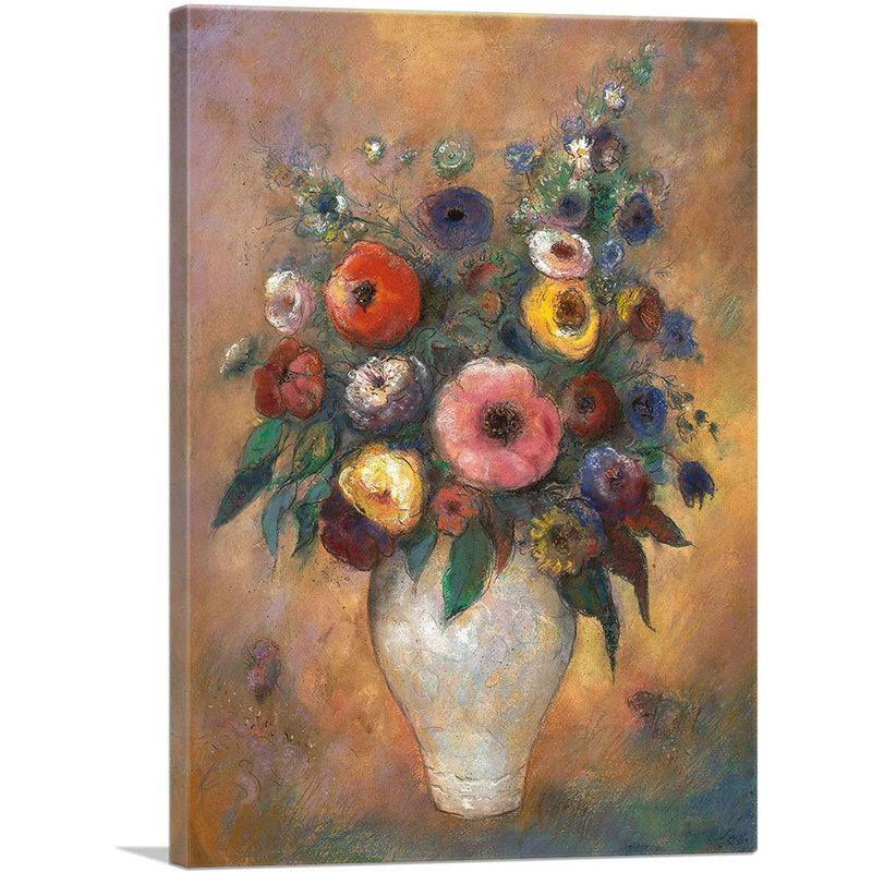 «Vase of Flowers 1912» par Odilon Redon, reproduction d'art sur toile tendue, H 18 po x l 12 po x P 0,75 po