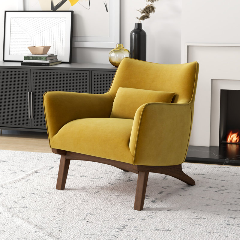 Louisville Velvet Accent Chair, Yellow Velvet