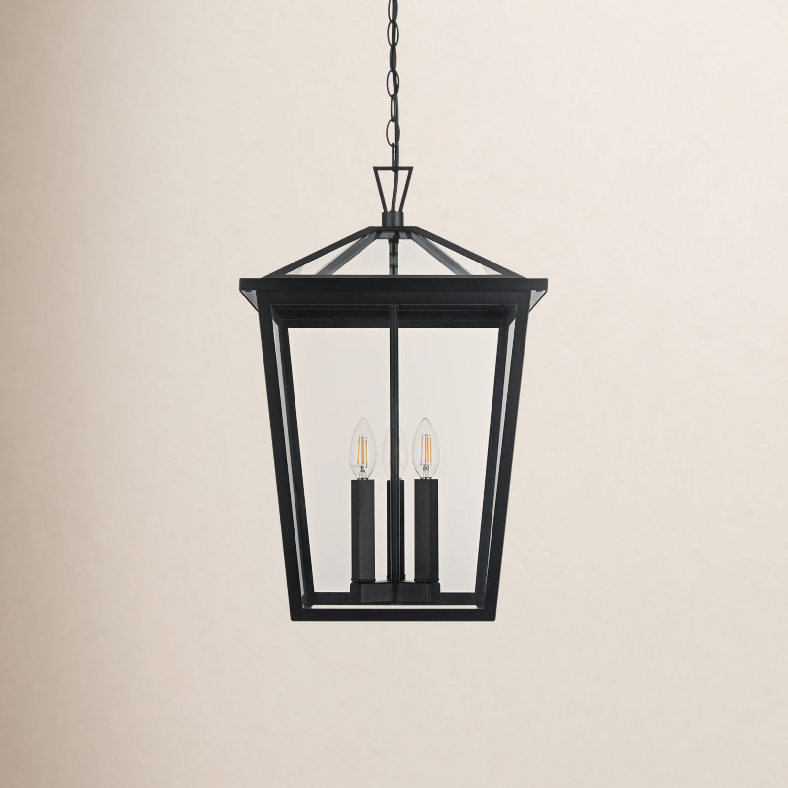 Miyashiro Outdoor Pendant in Black, 22" H x 14" W x 14" D