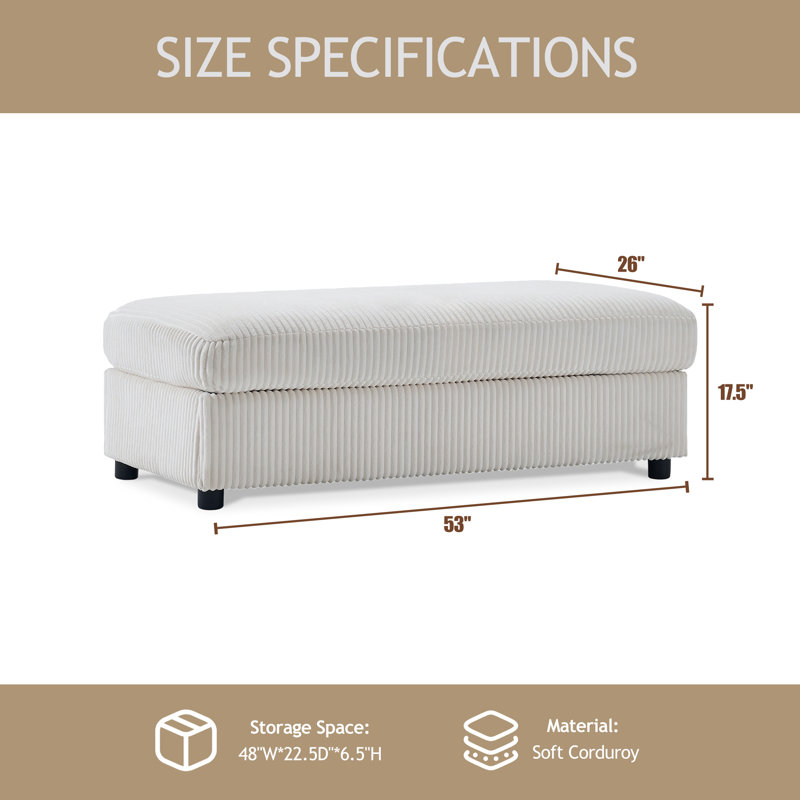 Repose-pieds rembourré avec rangement sous le siège, Beige