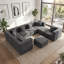 Canapé d'angle modulaire 8 places Modern Boneless Cloud, tissu chenille velours neige, avec 8 coussins, aucun assemblage requis-954934794