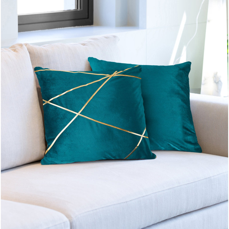 Cloughmills Geometric Square Cushion Cover, Emerald