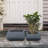 Wurster 2 Piece 21.2" and 16.1"W Square Charcoal Finish Lightweight Concrete/Fiberglass Planters with Drainage Holes (Set of 2), Outdoor Indoor Modern Plant Pots Set