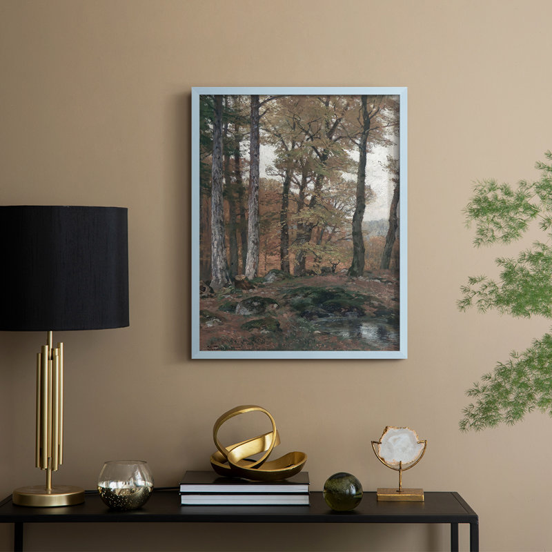 Vintage Landscape CVII Framed Print - Solid Wood, 30" H x 24" W, Blue