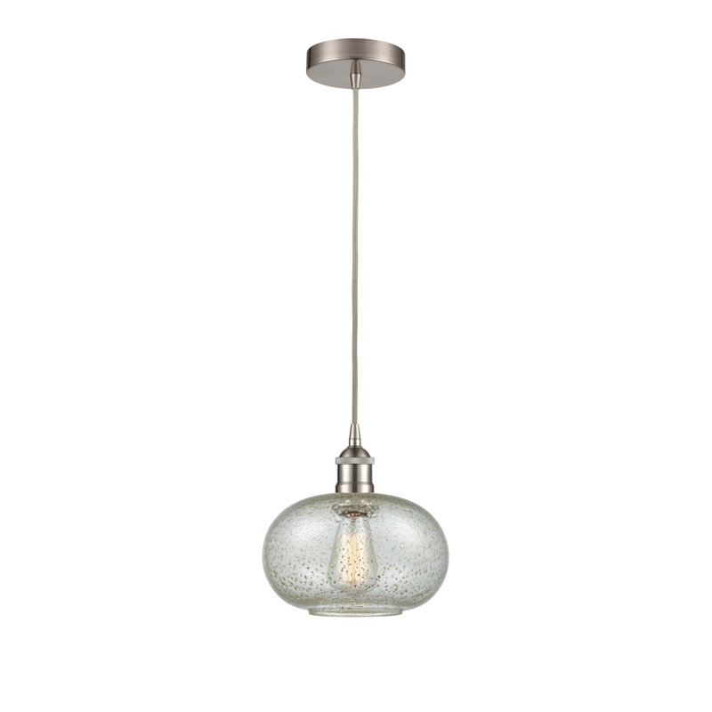 Luminaire suspendu simple à 1 lumière Bobtown, Mica, Nickel satiné brossé