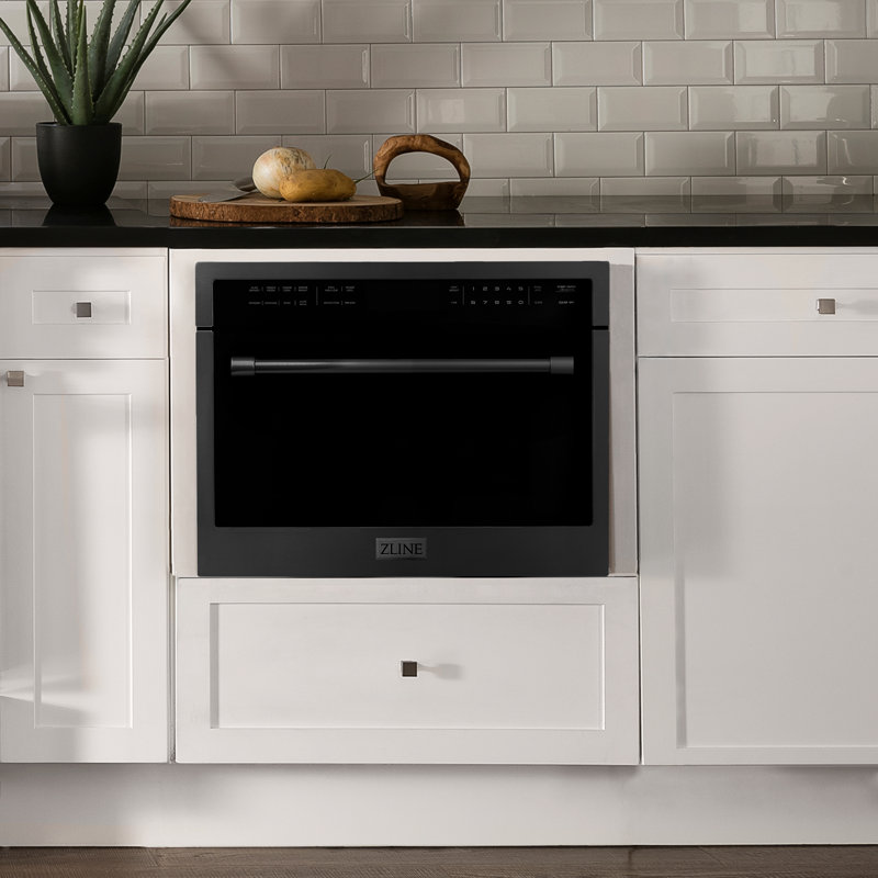 ZLINE 24 in. 1.6 cu ft. Convection Microwave Oven in Satin Steel with Speed and Sensor Cooking, Black Stainless Steel