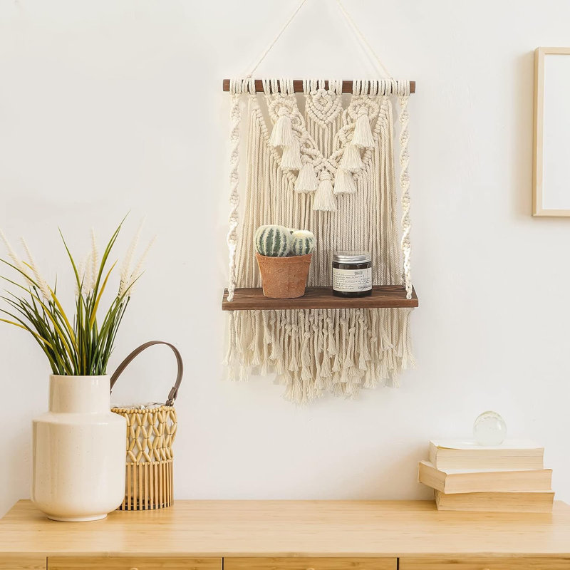Tablette suspendue à un niveau Macramé Boho