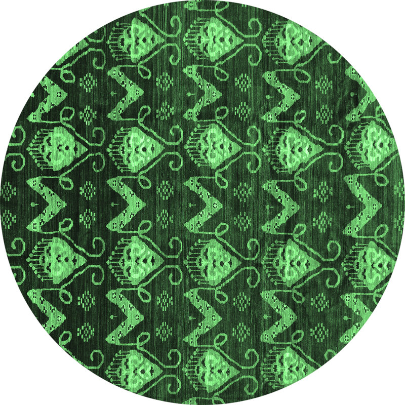 Washable Geometric Indoor Rug, Round 7'