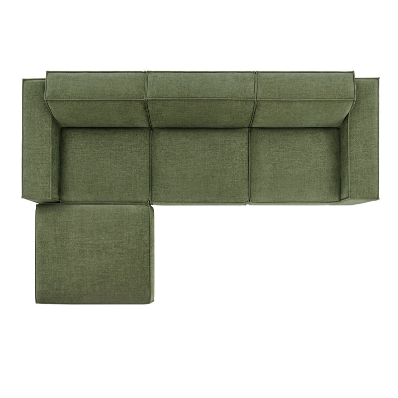 Ensemble de canapé modulaire rembourré avec repose-pieds 4 pièces Arielle, Feuillage