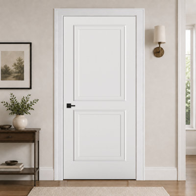 36"X80" 2 Flat Panel With 2 Steps Slab Door White Primed Hollow Core Composite Interior Door Slab