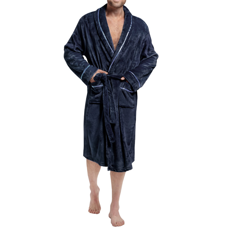 Peignoir P-R5004, Bordure satinée - bleu marine