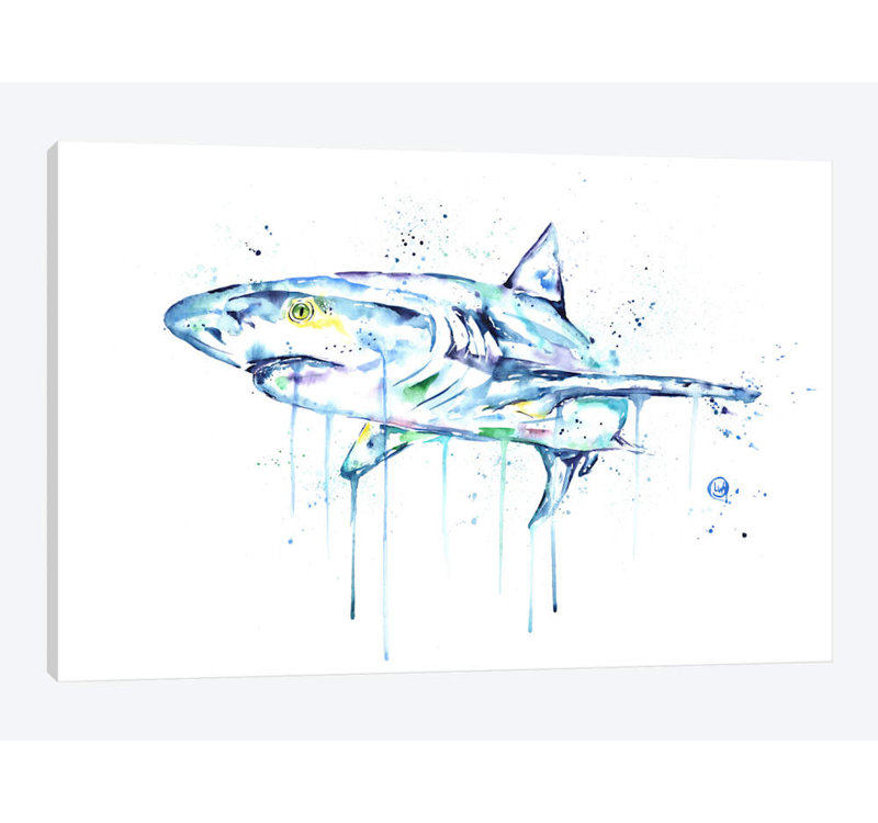 " Shark " by Lisa Whitehouse, 18" H x 26" W x 1.5" D, No Mat, Wrapped Canvas